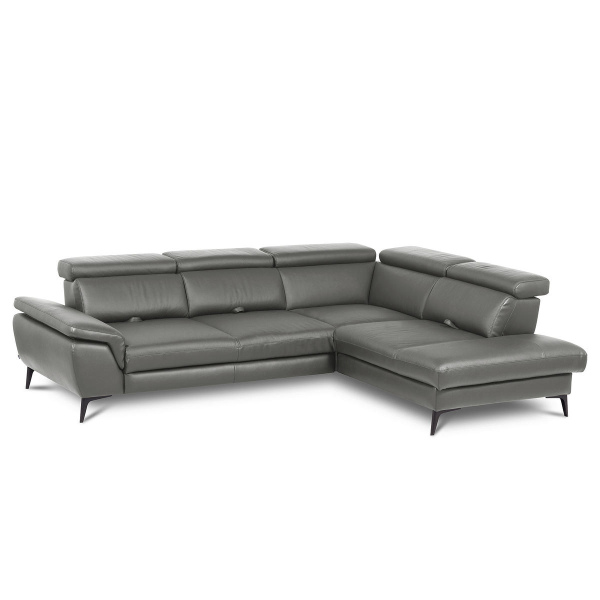 ECKSOFA  in Lederlook Echtleder Anthrazit  274/220 cm  - Anthrazit/Schwarz, Design, Leder/Textil (274/220cm) - Livetastic