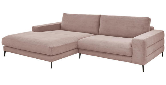 ECKSOFA Altrosa Feincord  - Schwarz/Altrosa, Design, Textil/Metall (207/293cm) - Dieter Knoll