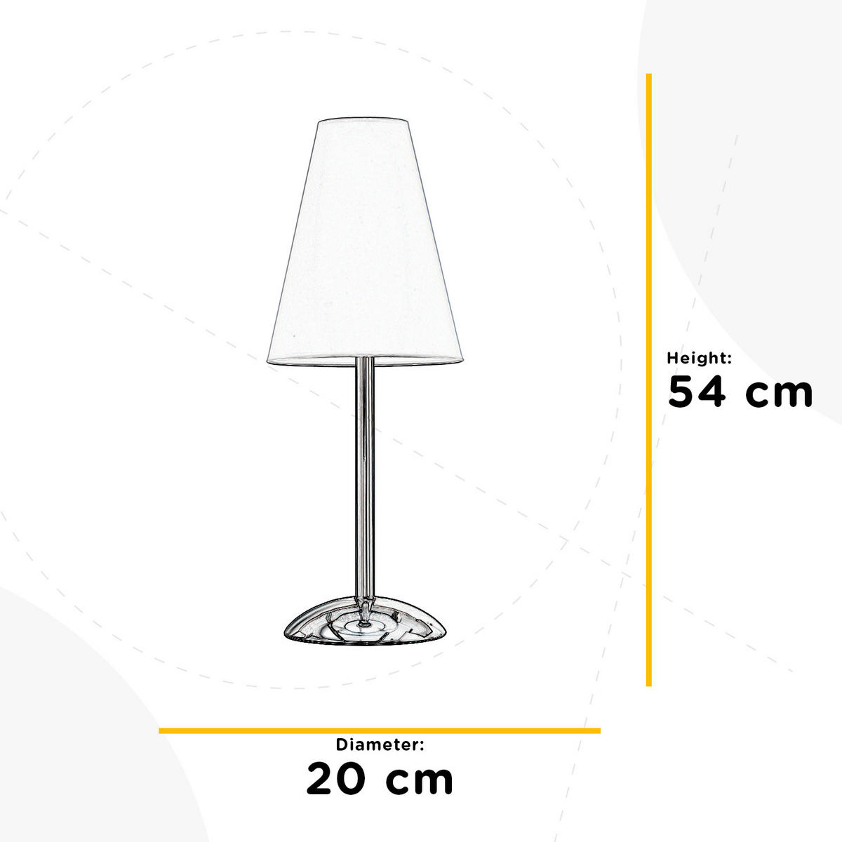 TISCHLEUCHTE 20/54 cm   - Chromfarben/Weiß, Design, Textil/Metall (20/54cm)