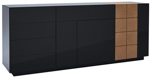 SIDEBOARD furniert Eichefarben, Dunkelgrau  - Eichefarben/Dunkelgrau, Design, Holzwerkstoff (210/86/47cm) - Ambiente