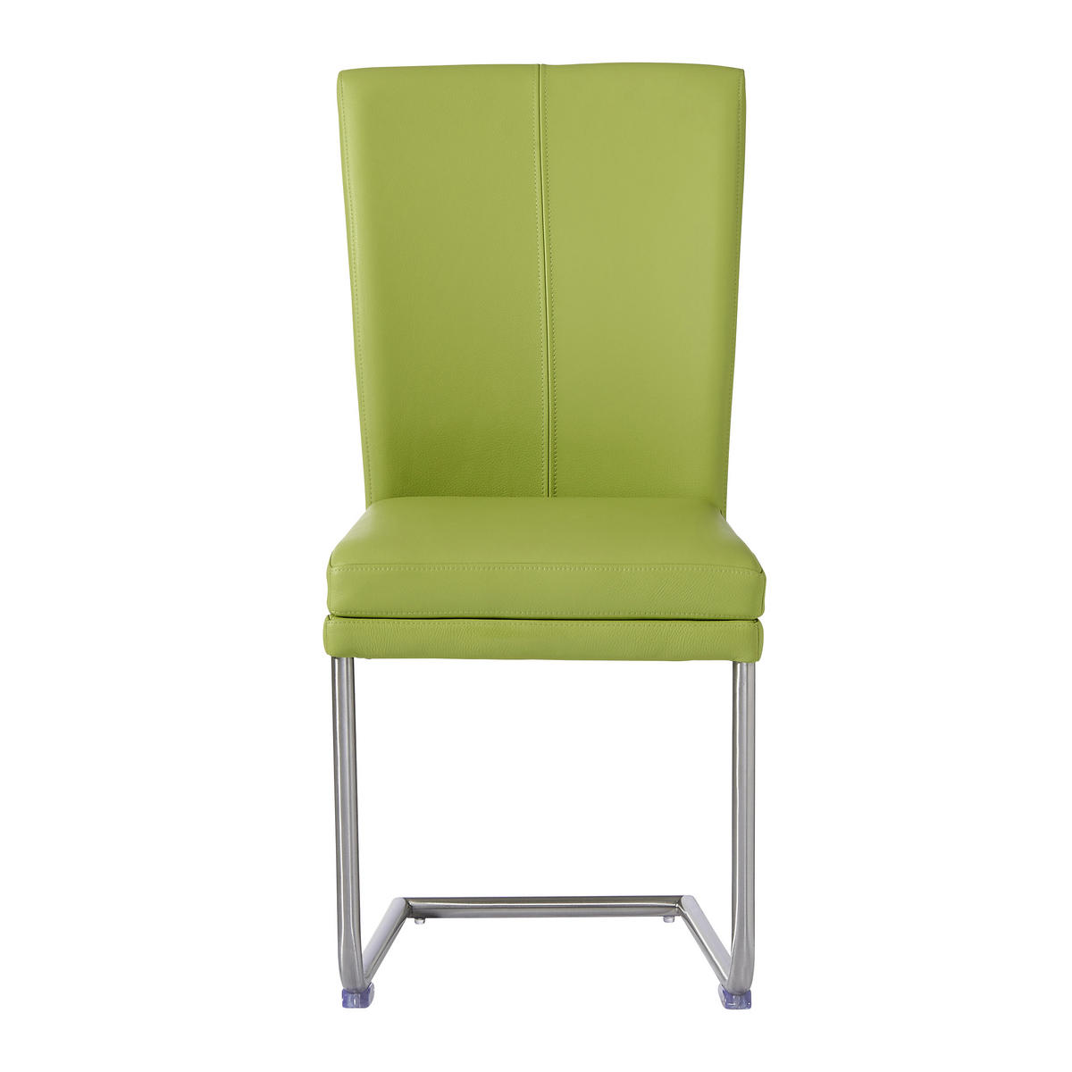 SCHWINGSTUHL  in Edelstahl Echtleder pigmentiert  - Edelstahlfarben/Grün, Design, Leder/Metall (44/98/58cm) - Valdera
