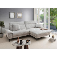 ECKSOFA Chenille Silberfarben  - Silberfarben/Schwarz, Konventionell, Textil/Metall (300/178cm) - Livetastic