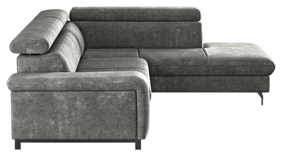 ECKSOFA Grau Chenille  - Schwarz/Grau, Textil/Metall (262/215cm) - MID.YOU