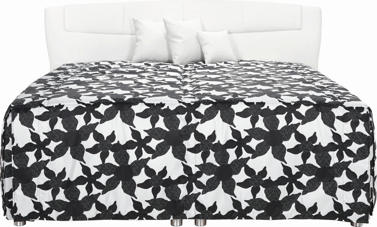 POLSTERBETT Matratze, gepolstertes Kopfteil, Lattenrost, Bettkasten, Tagesdecke, motorische Verstellbarkeit 180/200 cm  in Schwarz, Weiß  - Silberfarben/Schwarz, KONVENTIONELL, Textil/Metall (180/200cm) - Esposa