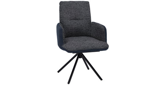 ARMLEHNSTUHL , Lederauswahl, Stoffauswahl, Typenauswahl , Flachgewebe  - Blau/Schwarz, Design, Textil/Metall (58/91/62cm) - Dieter Knoll