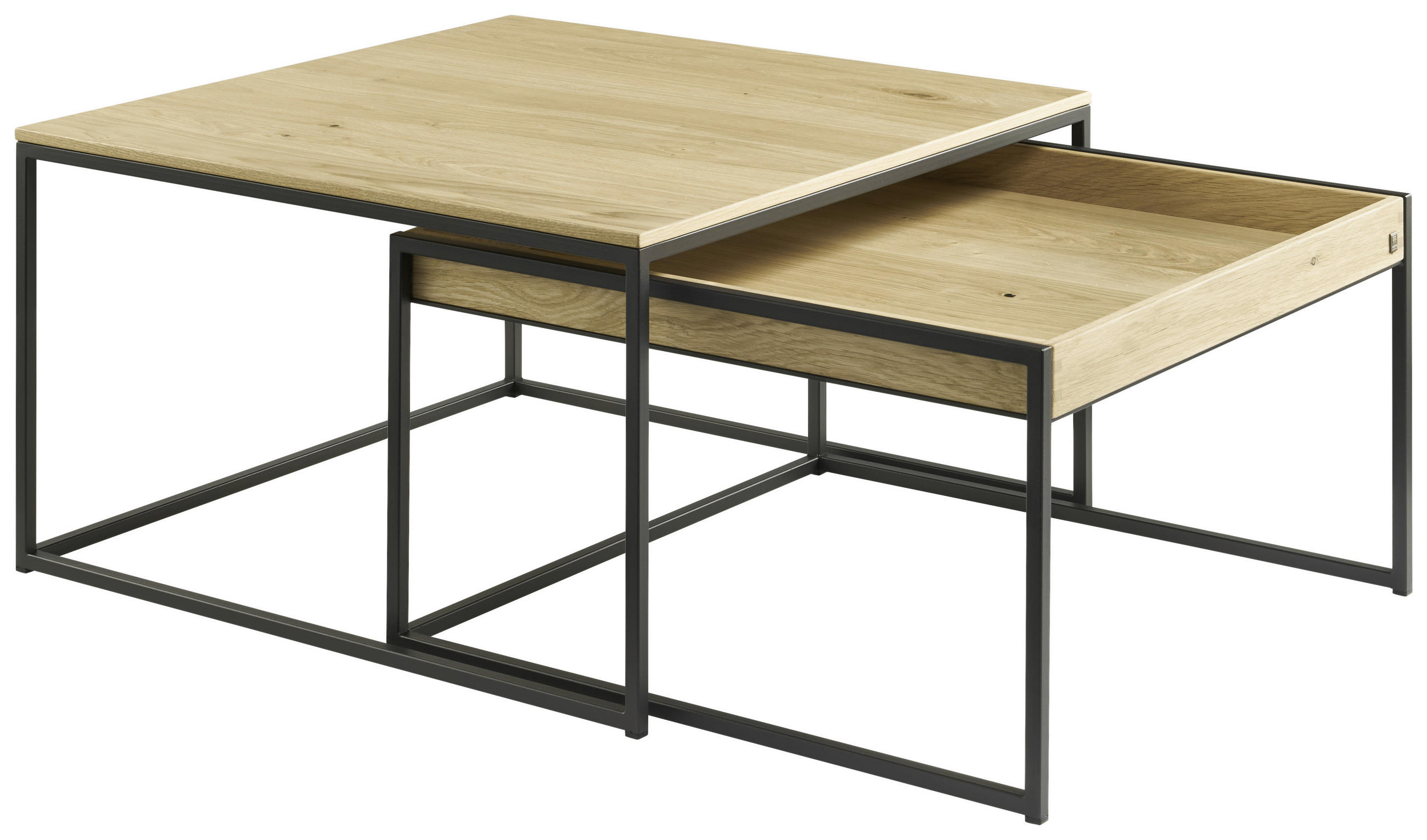 COUCHTISCH JUSTB! Wildeiche furniert 75/75/43 cm rechteckig Anthrazit, Eichefarben  - Eichefarben/Anthrazit, Design, Holz/Metall (75/75/43cm) - Musterring