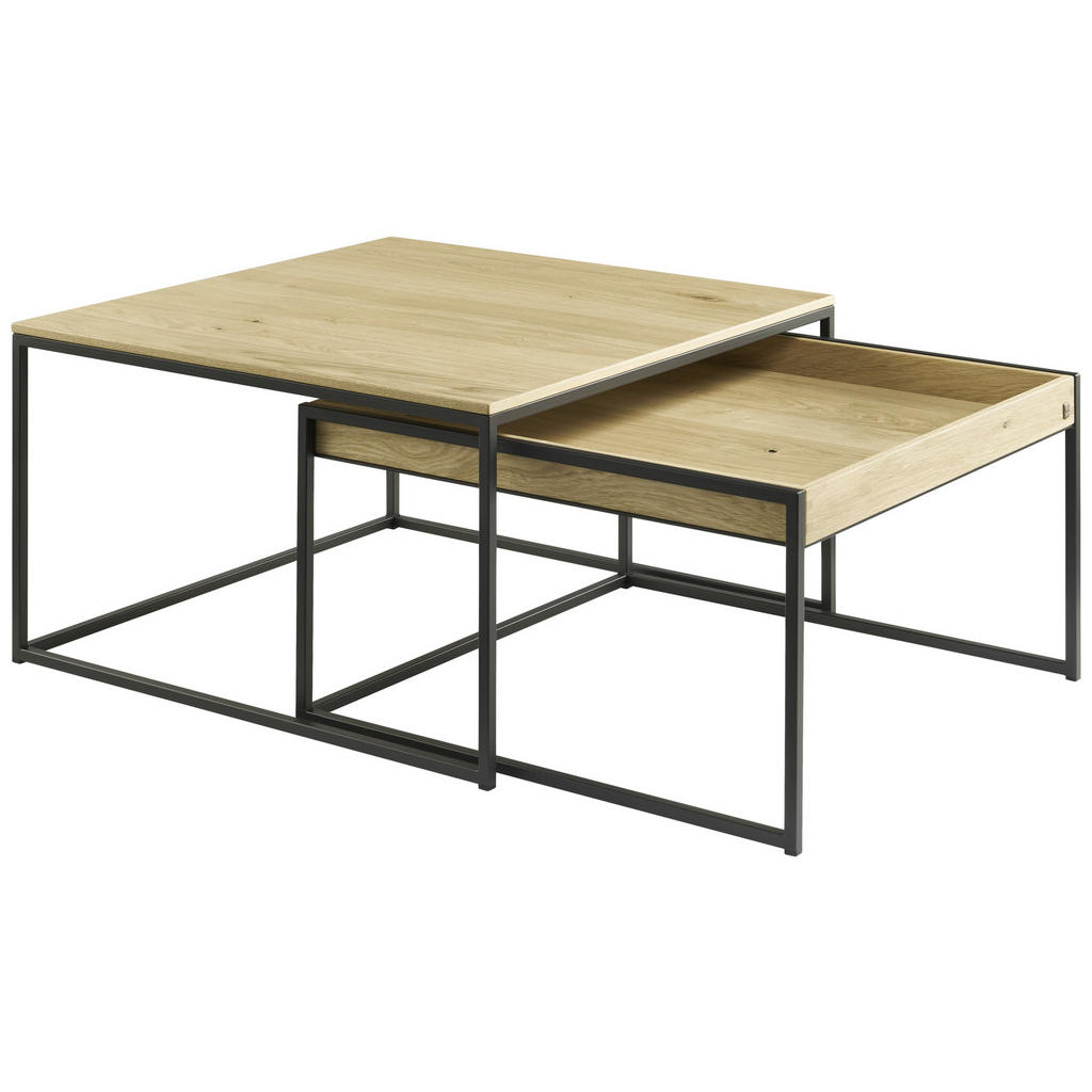 Thumbnail - Musterring Couchtisch Justb!, Anthrazit, Eiche, Holz, Metall, Wildeiche, furniert, rechteckig, 75x43x75 cm, Goldenes M, ...
