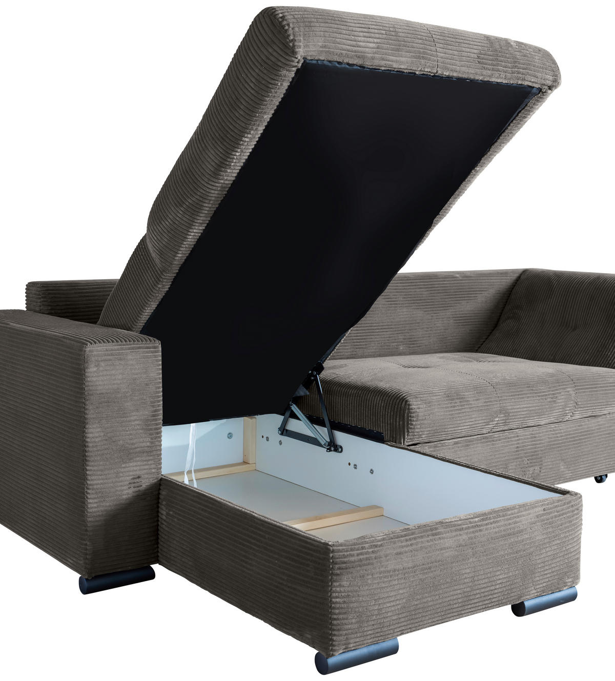 ECKSOFA in Cord Mokka  - Schwarz/Mokka, KONVENTIONELL, Textil/Metall (168/258cm) - Carryhome