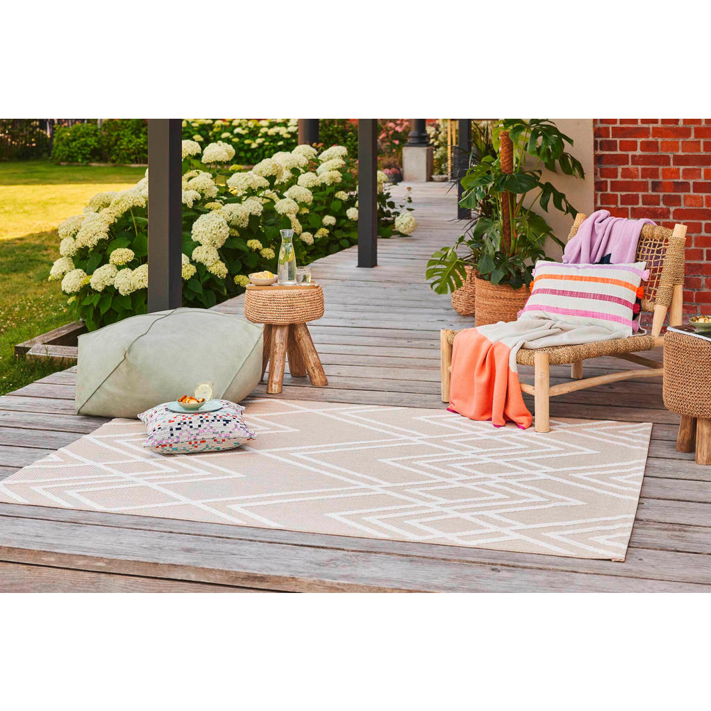 Thumbnail - Esprit Outdoorteppich Rave, Creme, Weiß, Textil, Raute, rechteckig, 120x170 cm, Textiles Vertrauen - Oeko-Tex®, für Fußb...