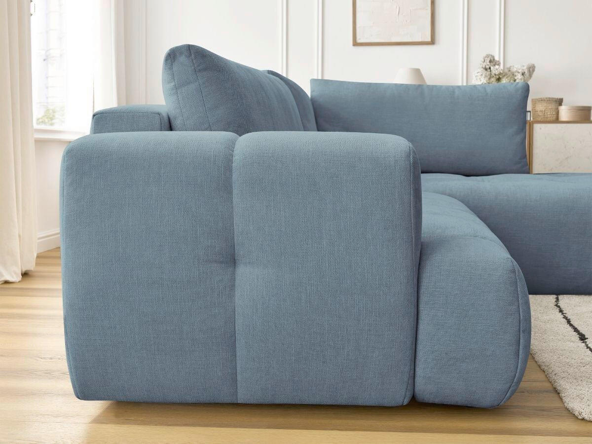 ECKSCHLAFSOFA FUJI Leinenoptik Hellblau  inkl.  - Schwarz/Hellblau, MODERN, Kunststoff/Textil (282/204cm)