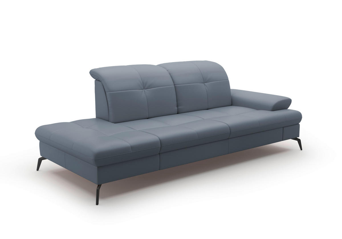 RÉCAMIERE in Vliesstoff Kombination Echtleder/Stoff Graublau  - Graublau/Schwarz, Konventionell, Leder/Textil (231/90/122cm) - Sit & More