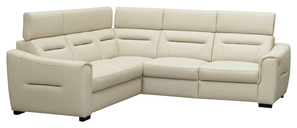ECKSOFA Lederlook Echtleder Creme  - Wengefarben/Creme, Design, Leder/Holz (260/260cm) - Celina Home