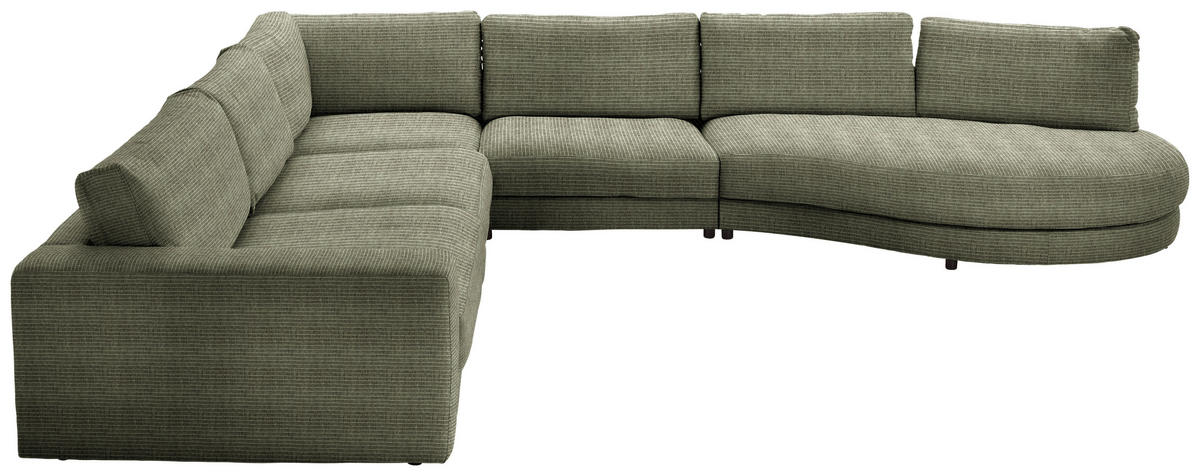 ECKSOFA  in Chenille, Cord Grün  365/425 cm  - Schwarz/Grün, Design, Kunststoff/Textil (365/425cm) - Lomoco