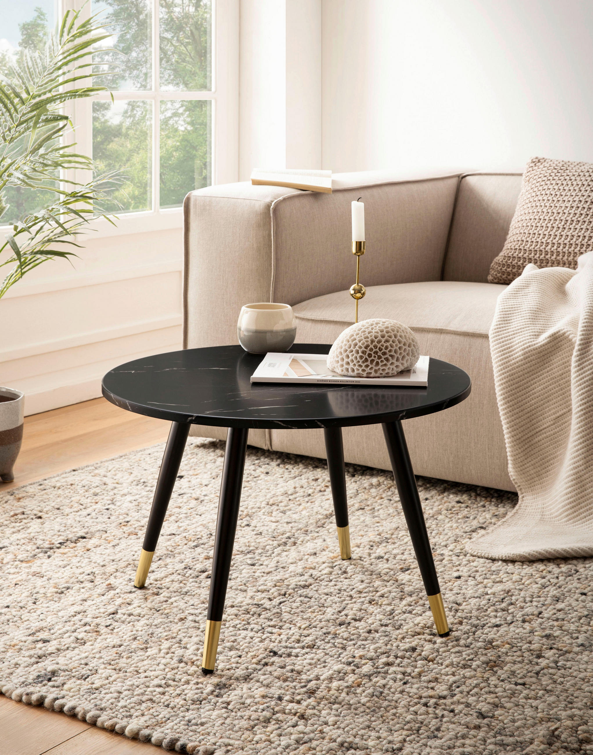 COUCHTISCH in Holzwerkstoff 60/60/41 cm  - Goldfarben/Schwarz, Design, Holzwerkstoff/Metall (60/60/41cm) - MID.YOU