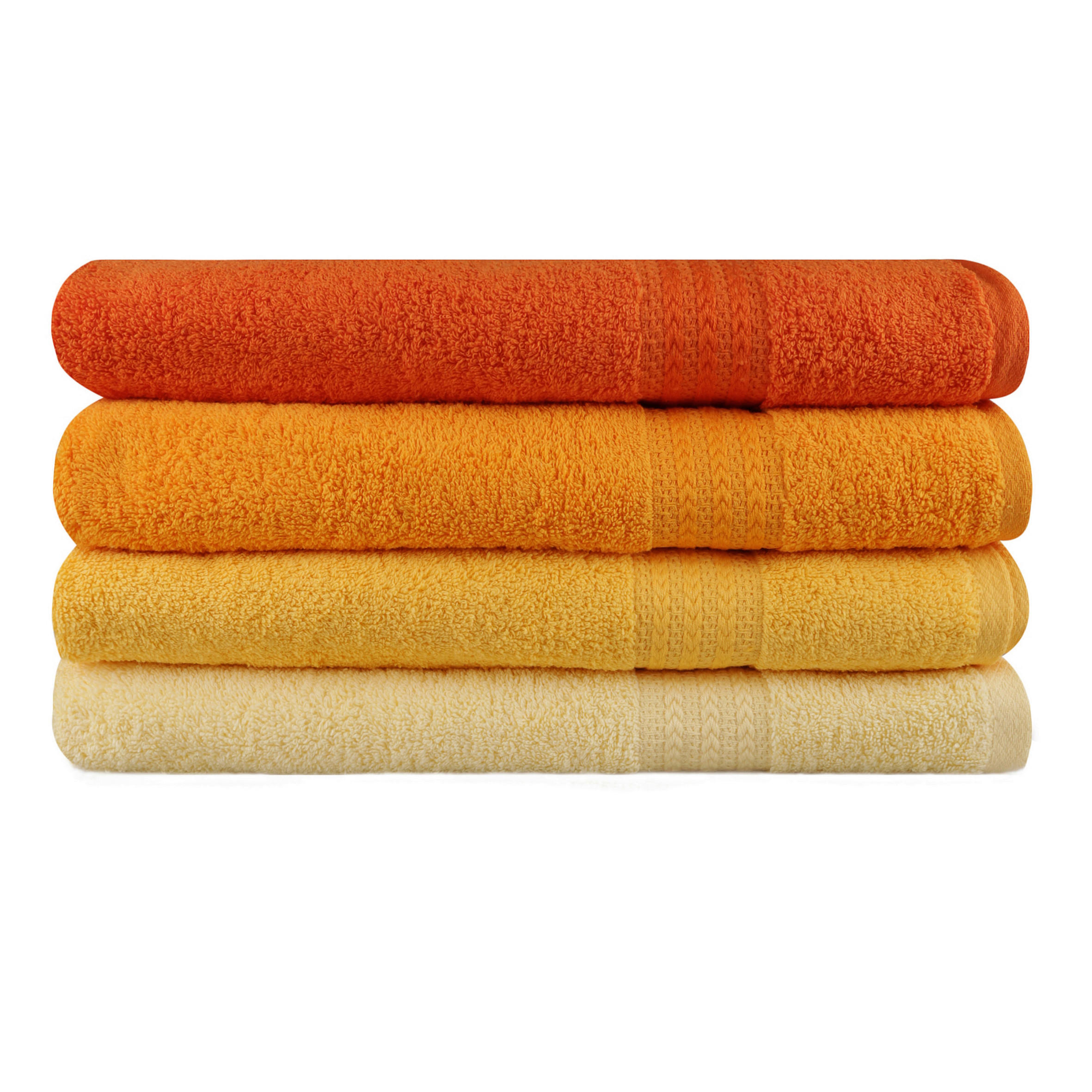 DUSCHTUCHSET Gelb, Orange, Hellgelb, Dunkelorange 4-teilig  - Gelb/Hellgelb, Basics, Textil (70/140cm)