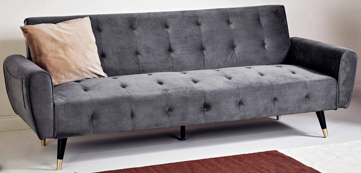 SCHLAFSOFA Samt Grau, Opal  - Goldfarben/Opal, MODERN, Holz/Textil (213/83/83cm) - Livetastic