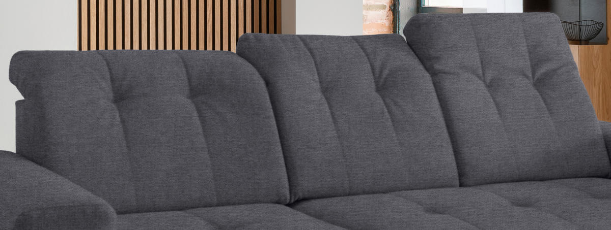 ECKSOFA in Mikrofaser Anthrazit  - Anthrazit/Schwarz, Modern, Textil/Metall (180/258cm) - Livetastic