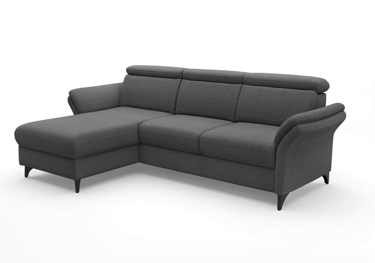 ECKSOFA GLENDALE E Dunkelgrau Flachgewebe  - Dunkelgrau/Schwarz, KONVENTIONELL, Textil/Metall (166/253cm) - Sit & More