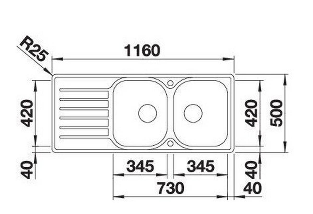 SPÜLE 519713  - Edelstahlfarben, Basics, Metall (116/16/50cm) - Blanco