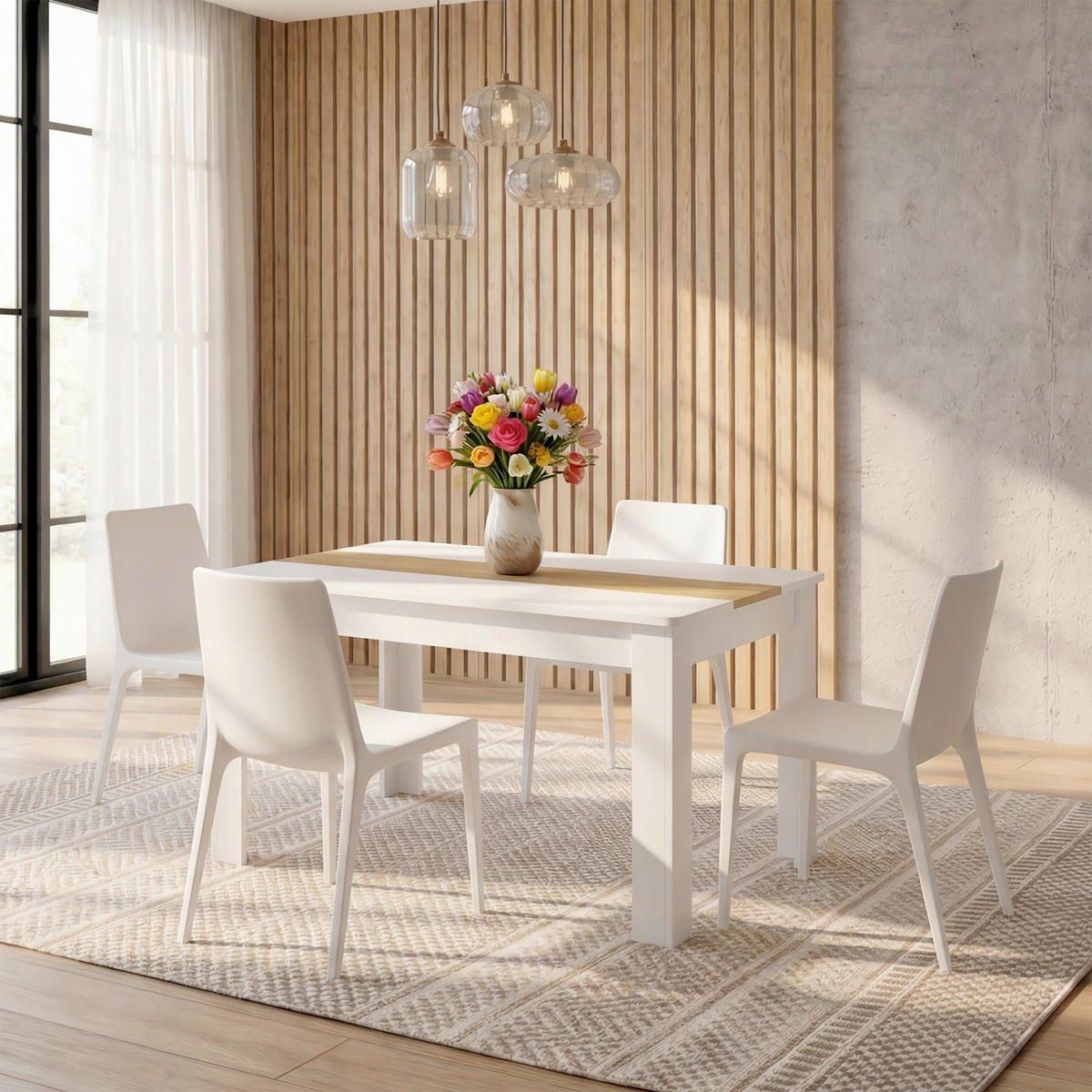 ÉTKEZŐASZTAL - méztölgy színű/fehér, Modern, faalapú anyag (115/80/75cm) - MID.YOU