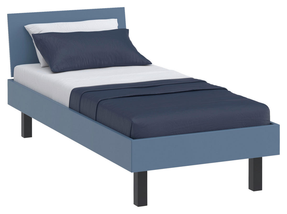 BETT 90/200 cm  in Blau  - Blau/Schwarz, Design, Holzwerkstoff/Metall (90/200cm) - Xora