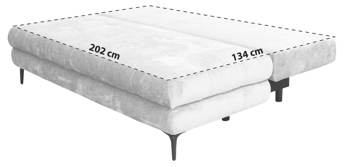 SCHLAFSOFA Chenille Creme  - Creme/Schwarz, Konventionell, Textil/Metall (203/94/96cm) - MID.YOU