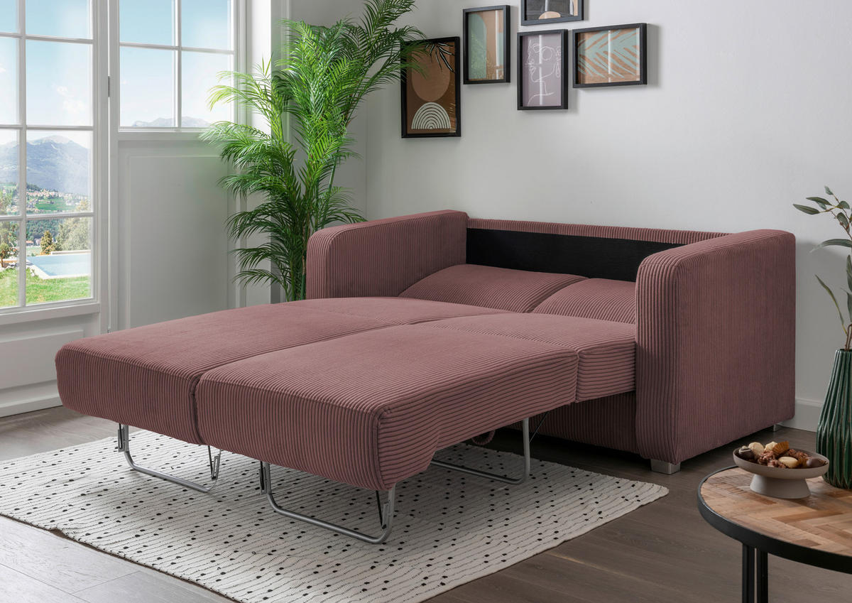 SCHLAFSOFA in Textil Koralle  - Chromfarben/Koralle, Basics, Kunststoff/Textil (159/88/87cm) - Livetastic