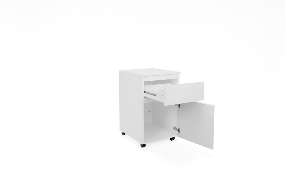 LADIČAR NA KOTAČIĆIMA  bijela  - bijela/crna, Moderno, drvni materijal/plastika (44/73/52cm) - Ti'me