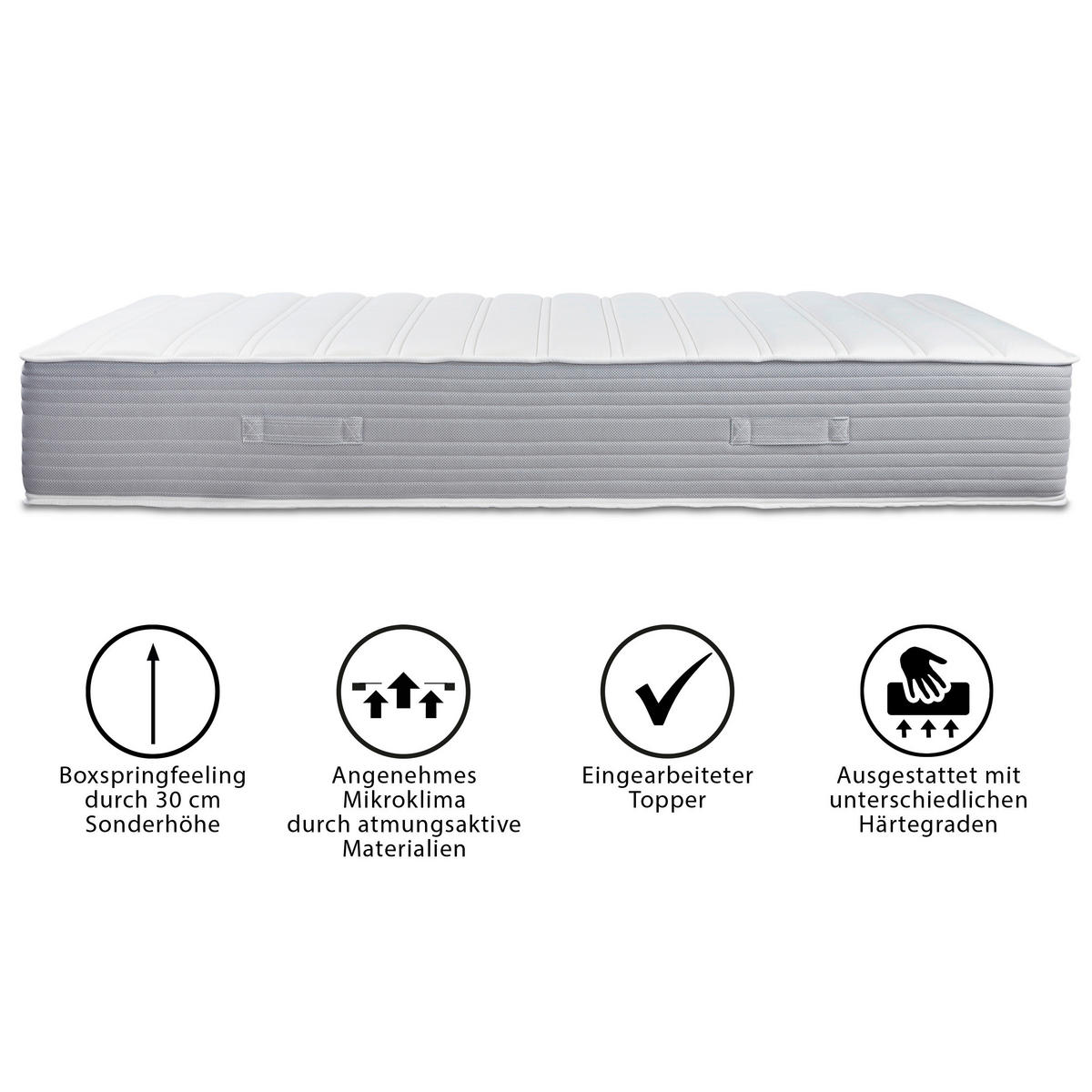 VISCOMATRATZE 90/200 cm Höhe ca. 30 cm  - Hellgrau/Weiß, Basics, Textil (90/200cm) - MID.YOU