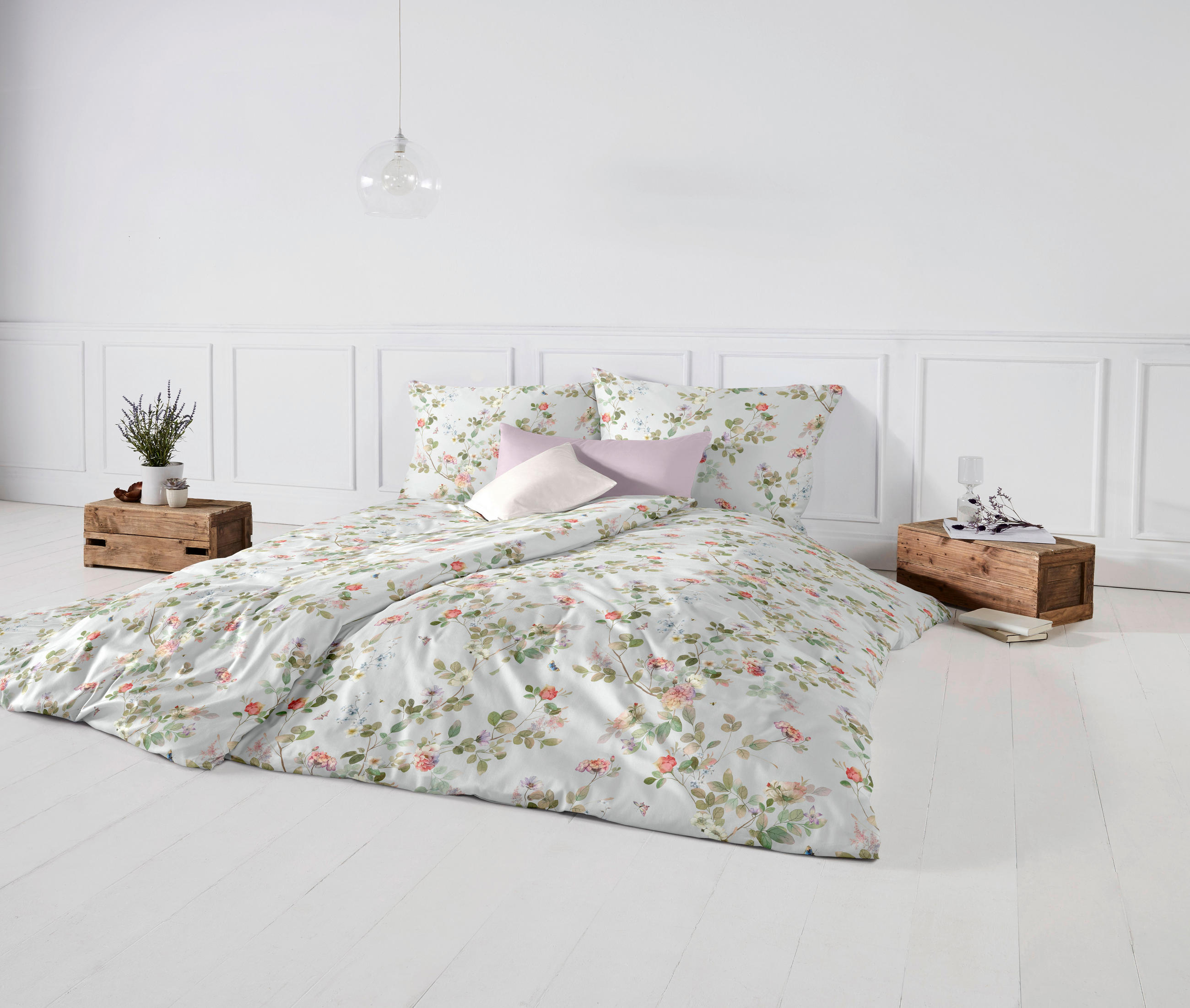 POSTELJINA 200/200 cm BED ART S - bijela/maslinasto zelena, Konvencionalno, tekstil (200/200cm) - Fleuresse