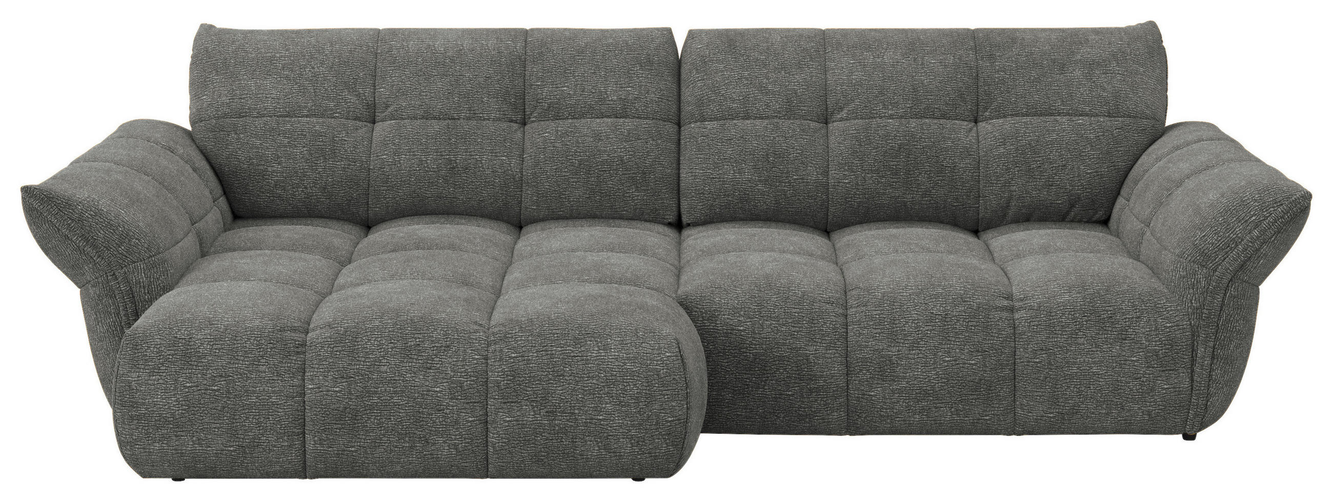 ECKSOFA Anthrazit Chenille Rücken echt  - Anthrazit/Schwarz, Design, Kunststoff/Textil (177/312cm) - Welnova