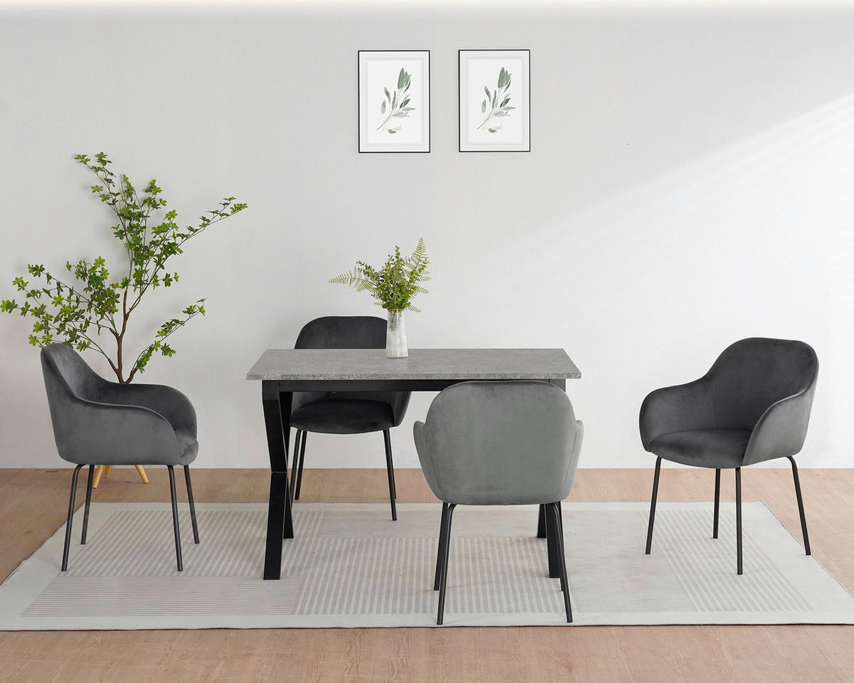 ESSTISCH 120/80/76 cm Nachbildung  Metall, Holzwerkstoff gastro- und objekttauglich rechteckig Grau  - Schwarz/Grau, MODERN, Holzwerkstoff/Metall (120/80/76cm) - MID.YOU