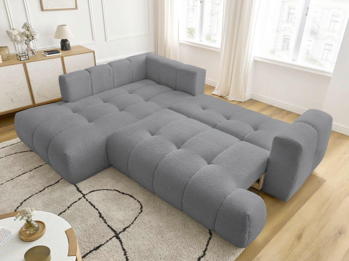 ECKSCHLAFSOFA FUJI Bouclé Dunkelgrau  inkl.  - Dunkelgrau/Schwarz, MODERN, Kunststoff/Textil (204/282cm)