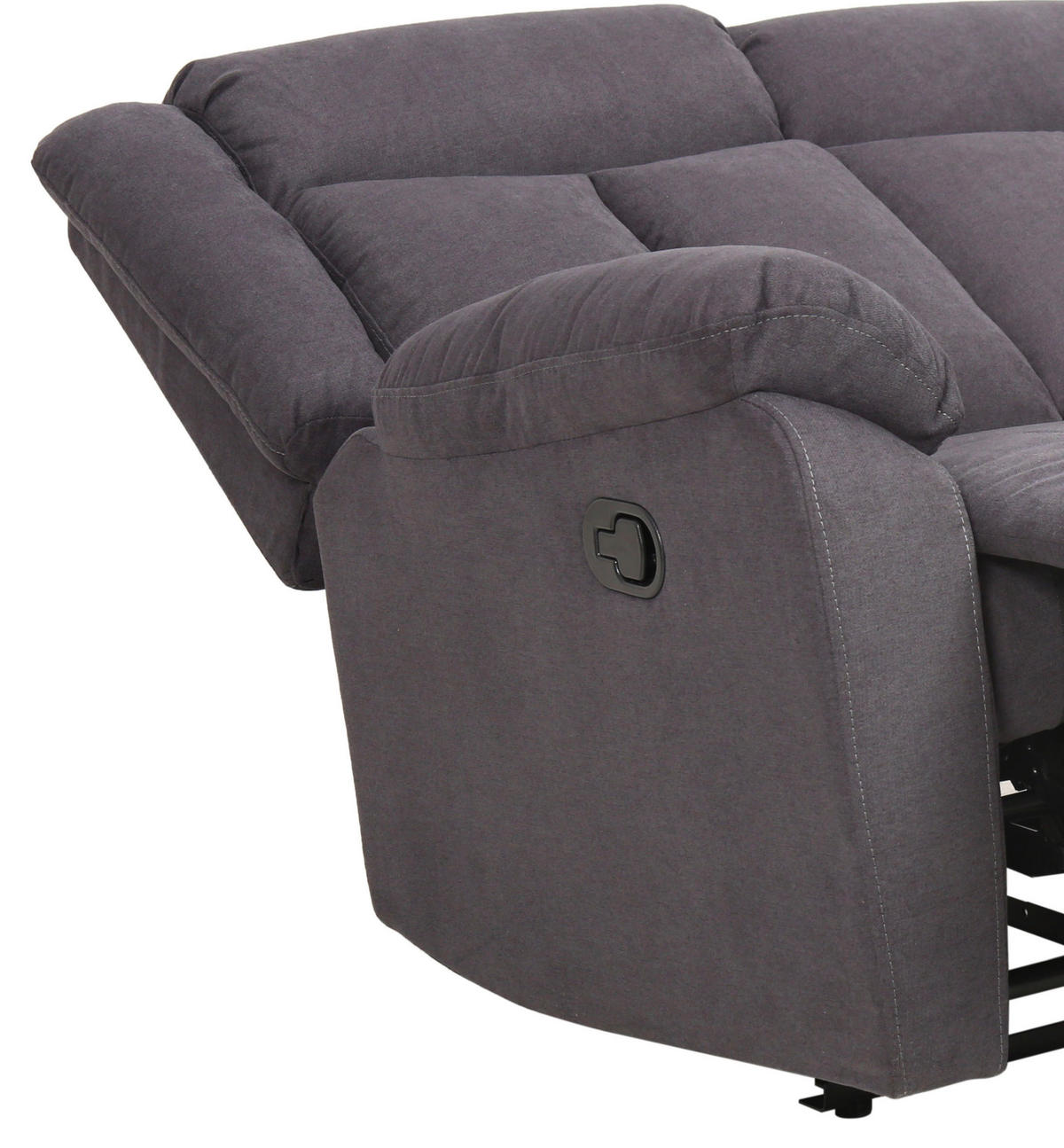 2-Sitzer-Sofa + Relaxfunktion Webstoff Grau  - Schwarz/Grau, KONVENTIONELL, Holz/Kunststoff (138/103/96cm) - P & B