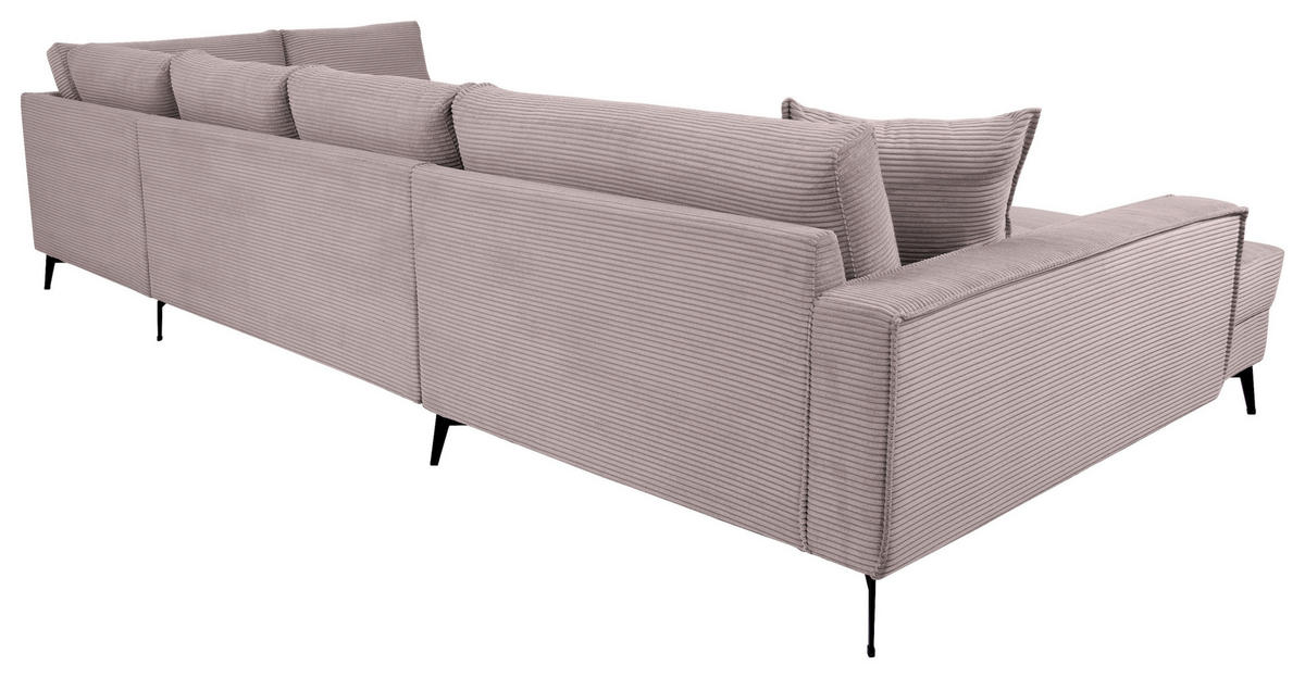 WOHNLANDSCHAFT ZERO Rosa Cord  - Schwarz/Rosa, Trend, Textil/Metall (173/362/195cm) - Livetastic