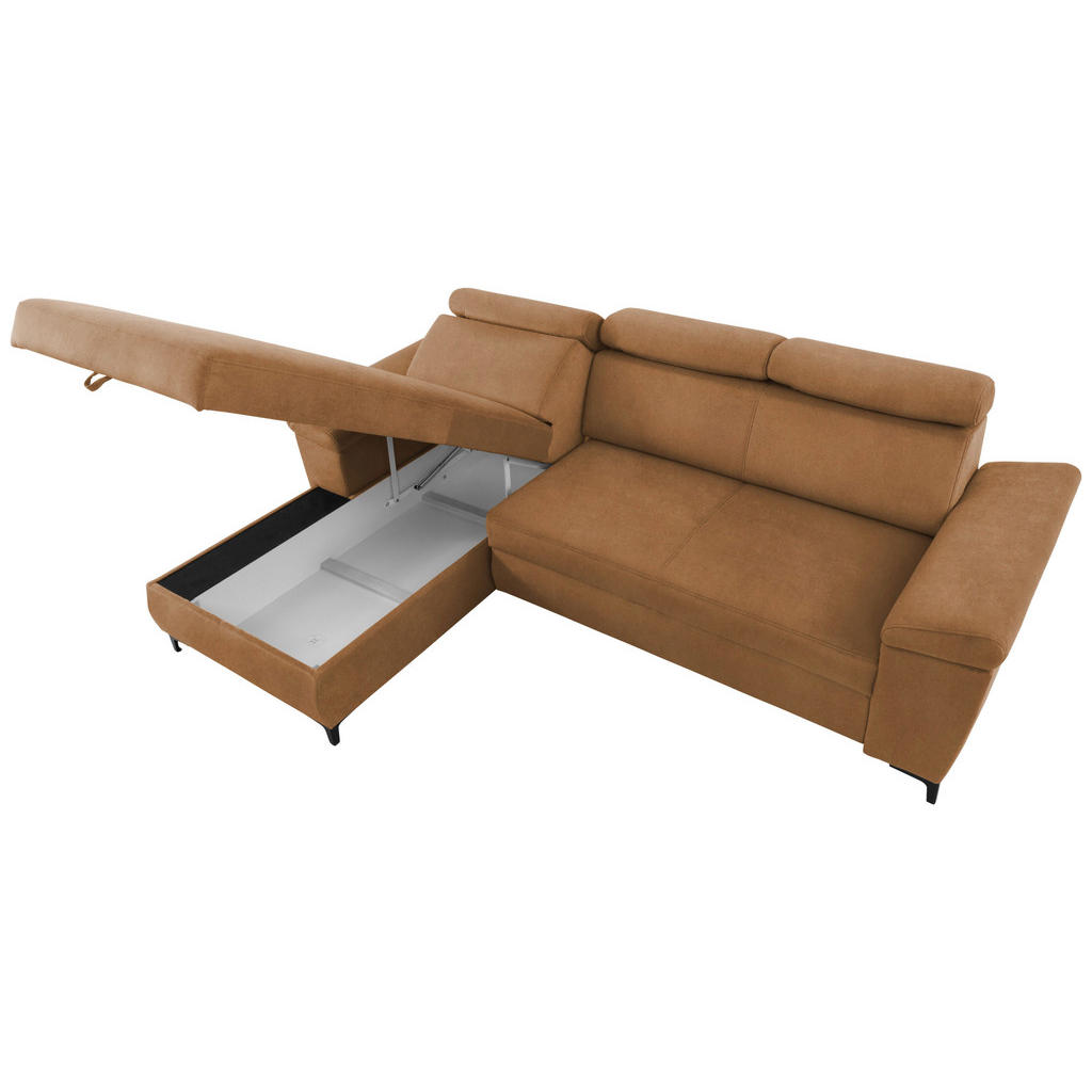 Thumbnail - Mid.you Ecksofa, Bernstein, Textil, 2-Sitzer, Ottomane links, L-Form, 258x176 cm, Made in EU, Liegefunktion, Wohnzimmer,...