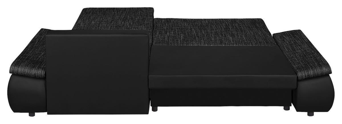ECKSOFA Schwarz Textilgeflecht  - Chromfarben/Schwarz, Design, Textil (266/175cm) - Livetastic