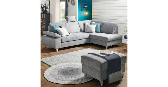 ECKSOFA  in Flachgewebe Dunkelgrau  255/186 cm  - Dunkelgrau/Silberfarben, KONVENTIONELL, Holz/Textil (255/186cm) - Cantus
