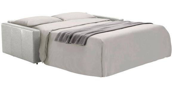 SCHLAFSOFA Bard in Echtleder Grauweiß  - Grauweiß/Schwarz, KONVENTIONELL, Leder/Kunststoff (206/81/96cm) - Novel