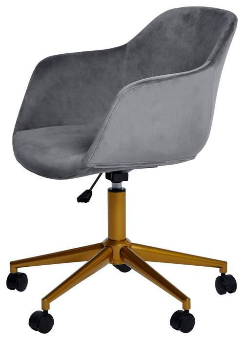 DREHSTUHL Samt Grau, Goldfarben  - Goldfarben/Grau, MODERN, Kunststoff/Textil (56,5/59/78-87cm) - Livetastic