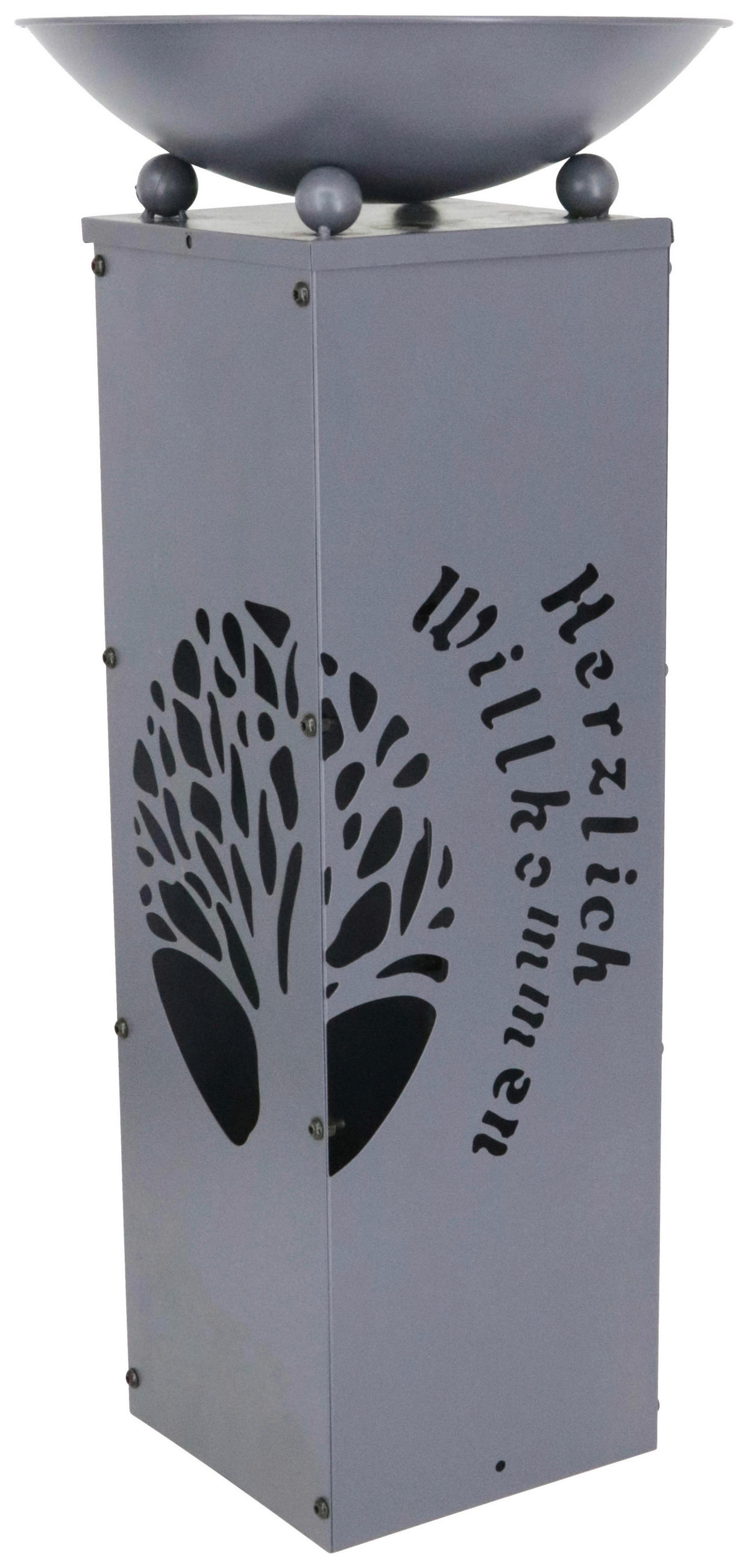 Led Dekosäule mit Schale Welcome H: 59 cm