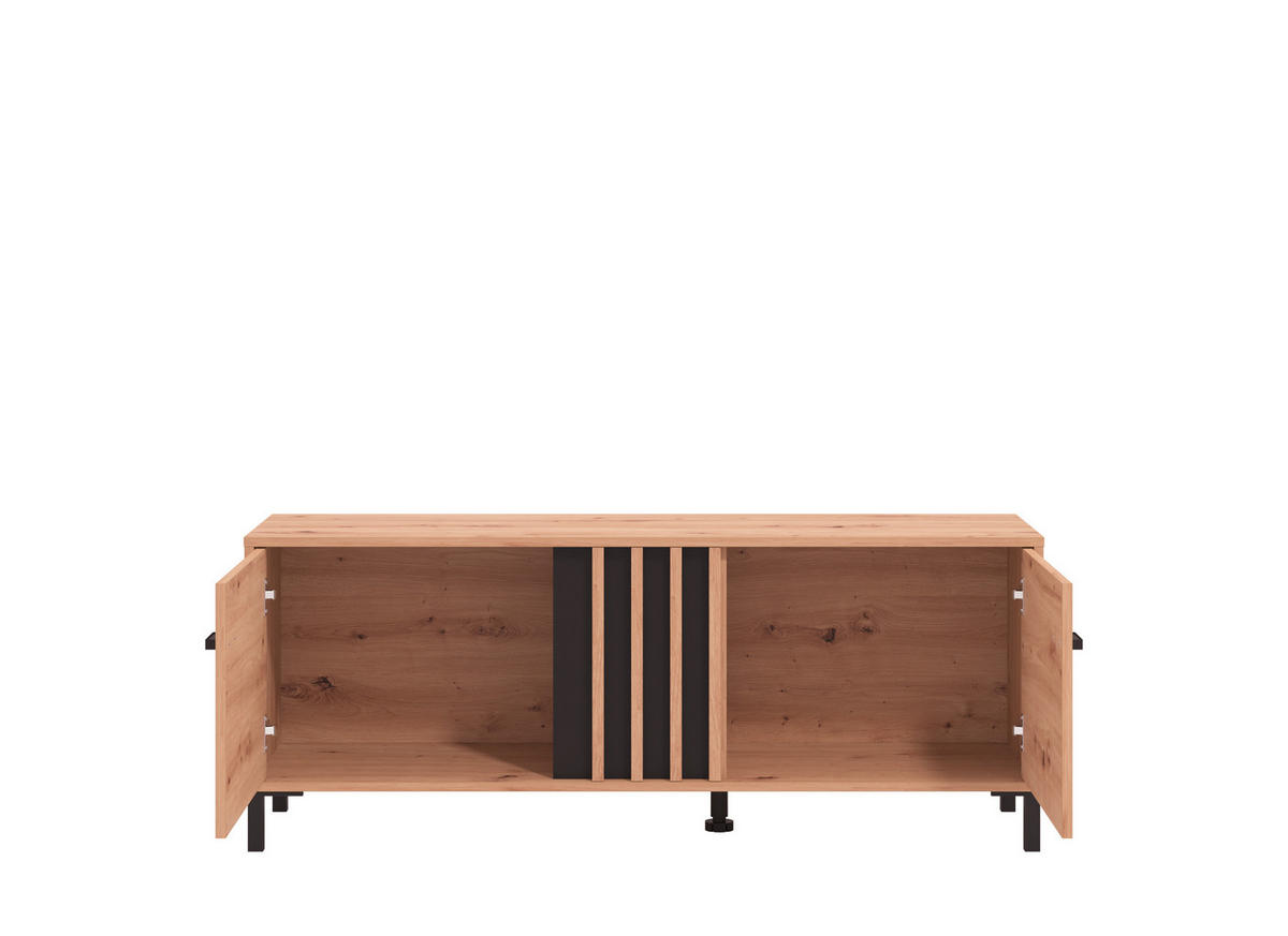 KOMODA POD TELEVIZI, černá, dub artisan, 131,4/52/40 cm - černá/dub artisan, Basics, kompozitní dřevo/plast (131,4/52/40cm) - Hom`in