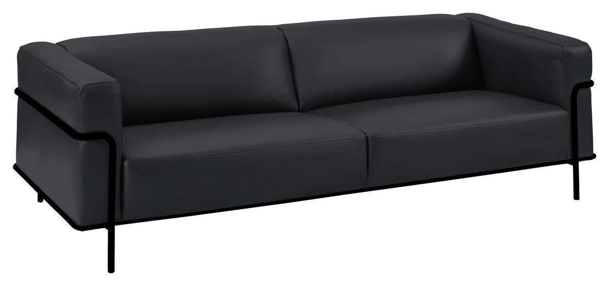 3-SITZER-SOFA in Echtleder Dunkelgrau, Fango  - Fango/Dunkelgrau, Design, Leder/Metall (236/67/96cm) - Johann Jakob