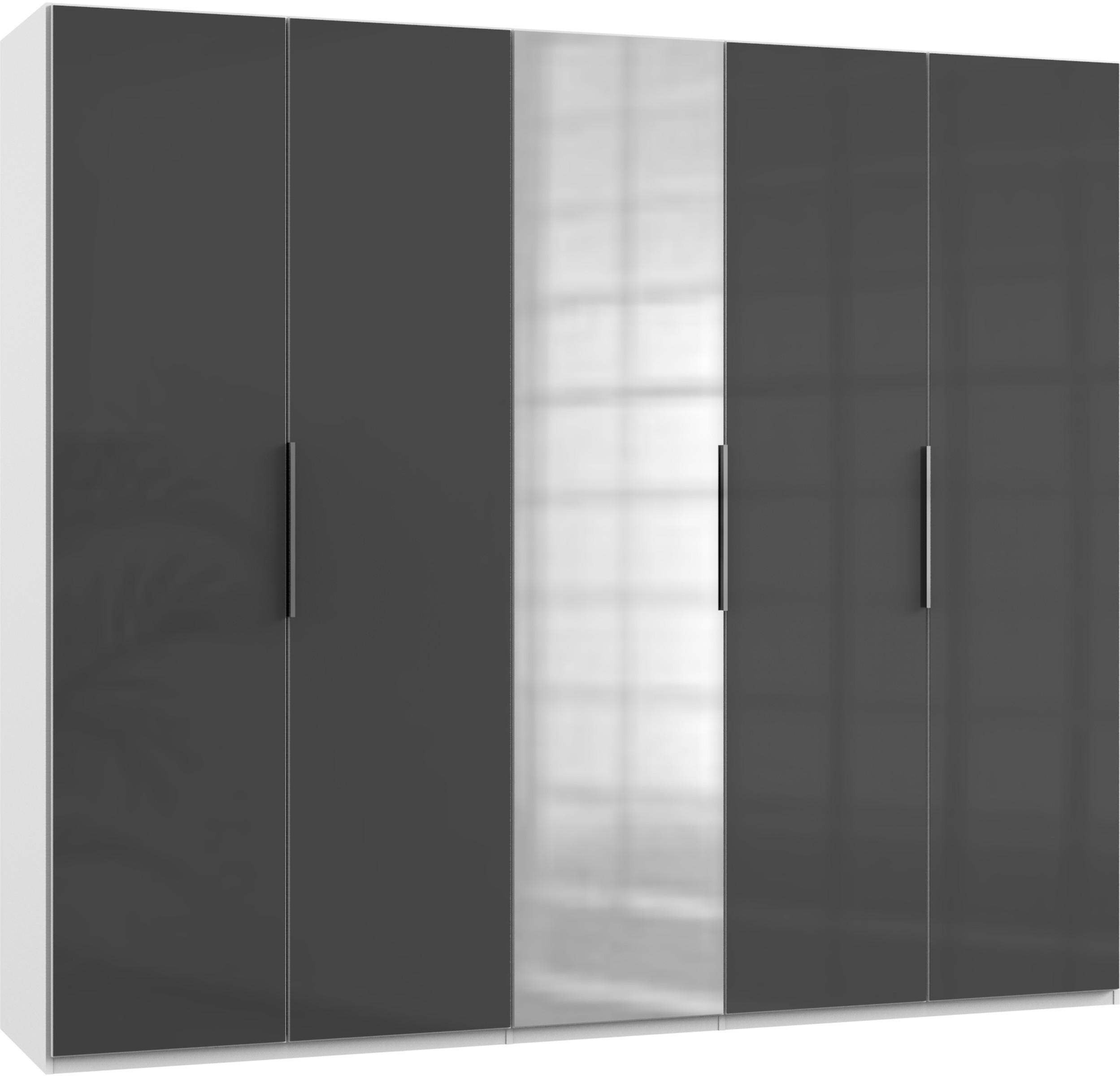 DREHTÜRENSCHRANK in Grau, Weiss - Chromfarben/Weiss, Modern, Glas/Holzwerkstoff (250/216/58cm) - MID.YOU