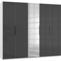 DREHTÜRENSCHRANK in Grau, Weiss  - Chromfarben/Weiss, Modern, Glas/Holzwerkstoff (250/216/58cm) - MID.YOU