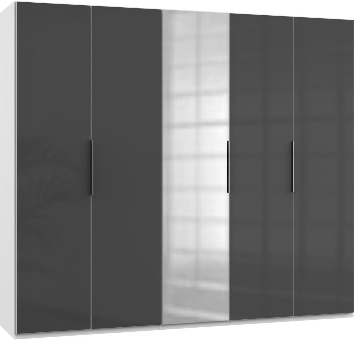 DREHTÜRENSCHRANK in Grau, Weiss  - Chromfarben/Weiss, Modern, Glas/Holzwerkstoff (250/216/58cm) - MID.YOU