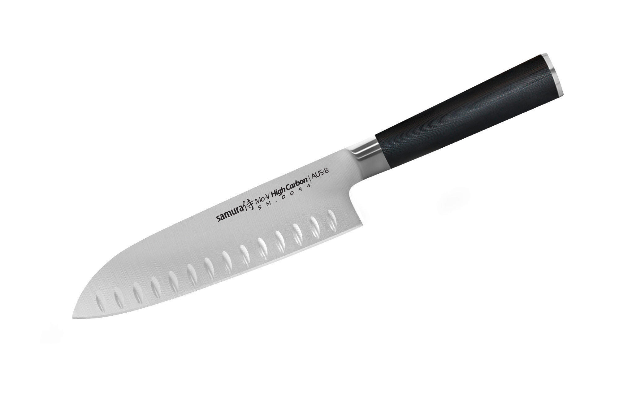 SANTOKU NOŽ - boja nerđajućeg čelika/crna, Osnovno, metal/pločasti materijal (30,5cm) - Samura