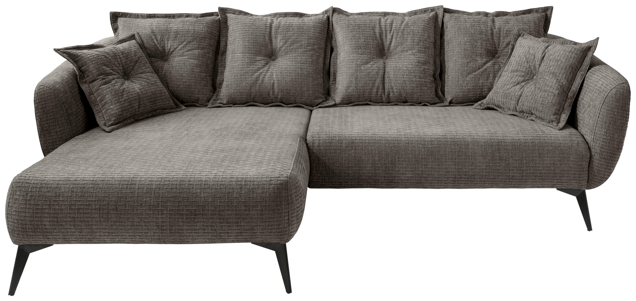 ECKSOFA Graubraun Mikrofaser  - Graubraun/Schwarz, MODERN, Textil/Metall (162/277cm) - Livetastic