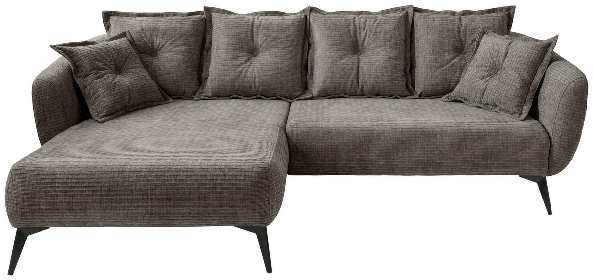 ECKSOFA Graubraun Mikrofaser  - Graubraun/Schwarz, MODERN, Textil/Metall (162/277cm) - Livetastic