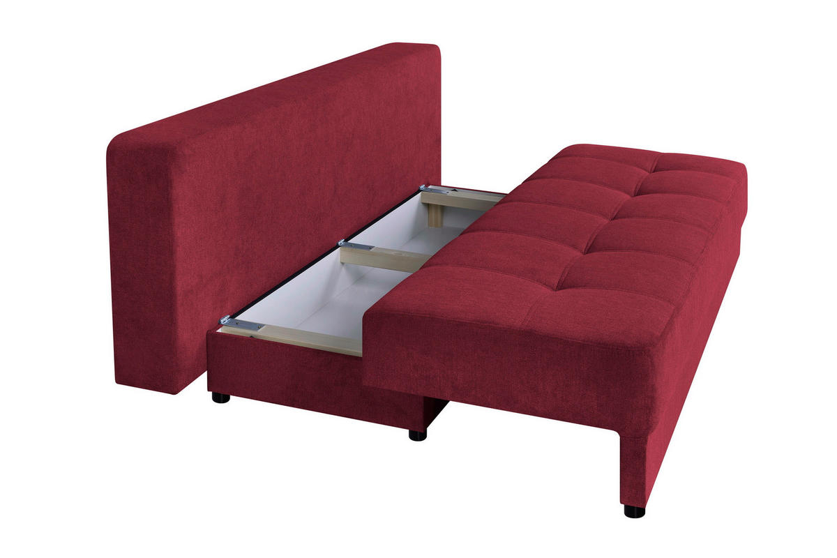 SCHLAFSOFA  mit Liegefunktion, Rücken echt Beere  - Beere/Schwarz, Design, Kunststoff/Textil (200/90/103cm) - P & B